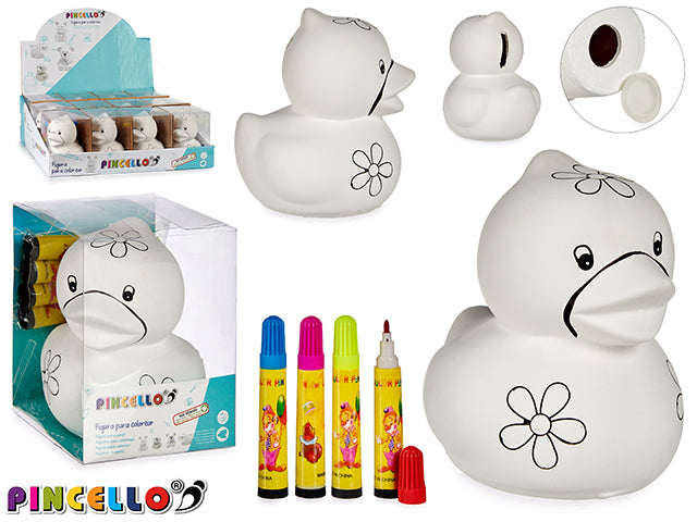 Duck Moneybox Ceramics With 4 Felt-Tipped Pen