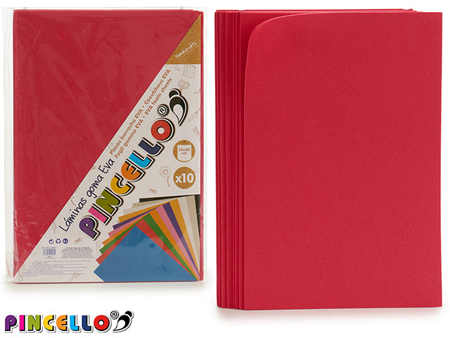 Set 10 Eva Foam Sheet Red 20X30Cm