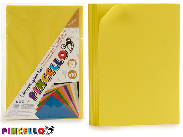 Set 10 Eva Foam Sheet Yellow 20X30Cm