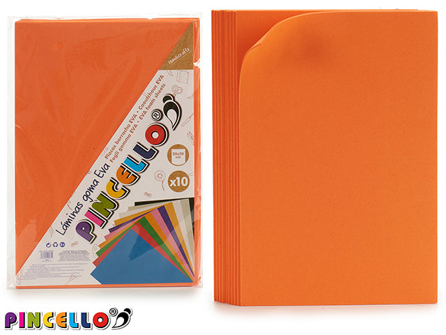 Set 10 Eva Foam Sheet Orange 20X30Cm