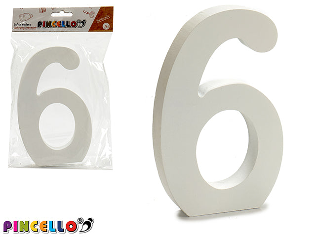 Wooden Number 6 White Color 1,8X15Cm