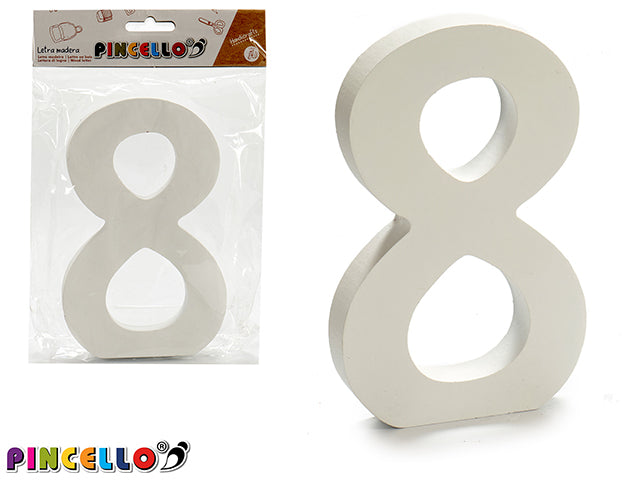 Wooden Number 8 White Color 1,8X15Cm