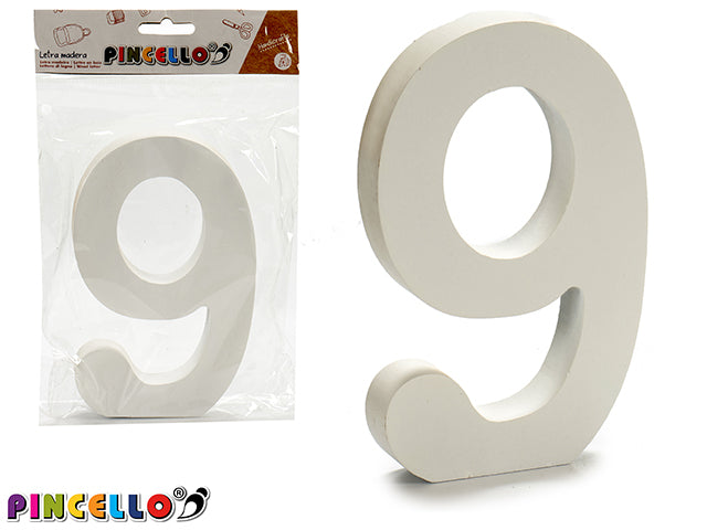 Wooden Number 9 White Color 1,8X15Cm