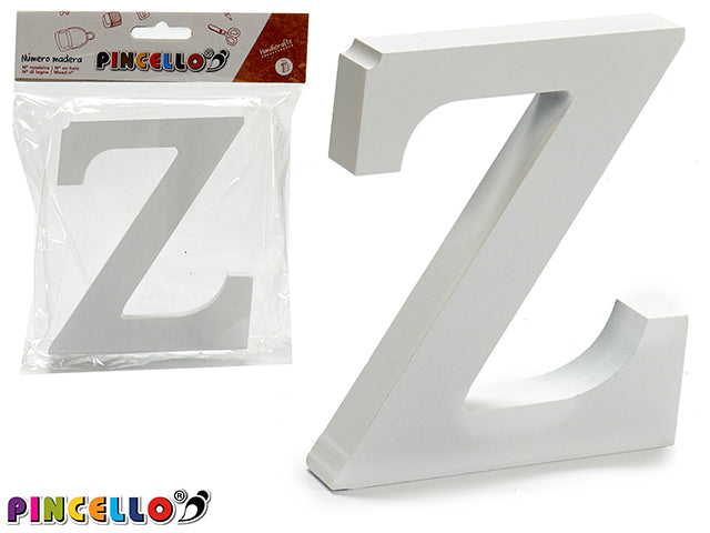 Letra Z De Madera Color Blanco 2X11Cm