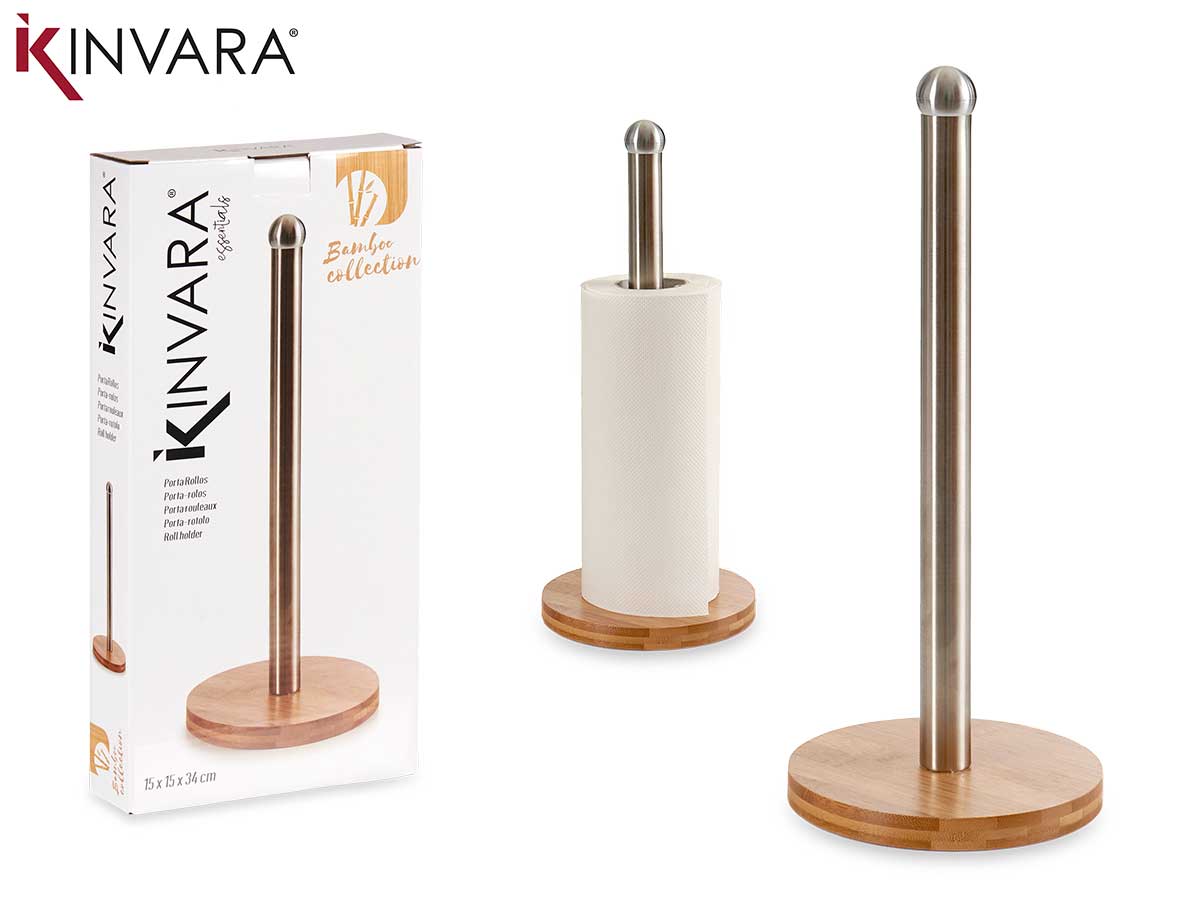 Steel And Bamboo Paper Roll Holder Orbed Small