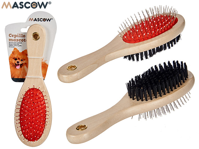 Pet Brush Double Side Wooden Handle Big