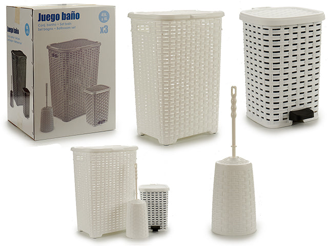 Set 3 Pcs Toilet Rattan White