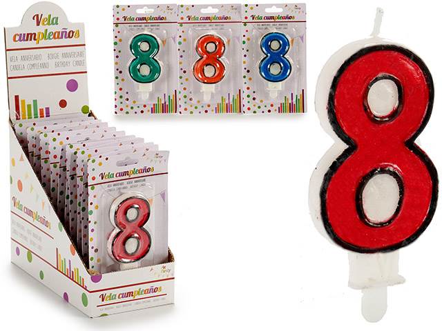 Birthday Candle 8 Mix 4 Col