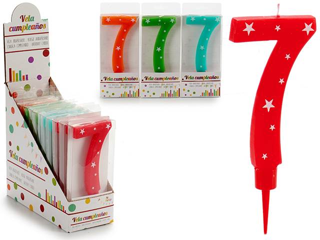 Birthday Candle Big Numbers 7 Mix 4 Col