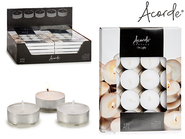 Set 20 White Tea Light Candles 10 gr