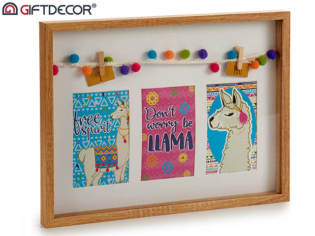 Wooden Photo Frame Multiple Pompon Rect