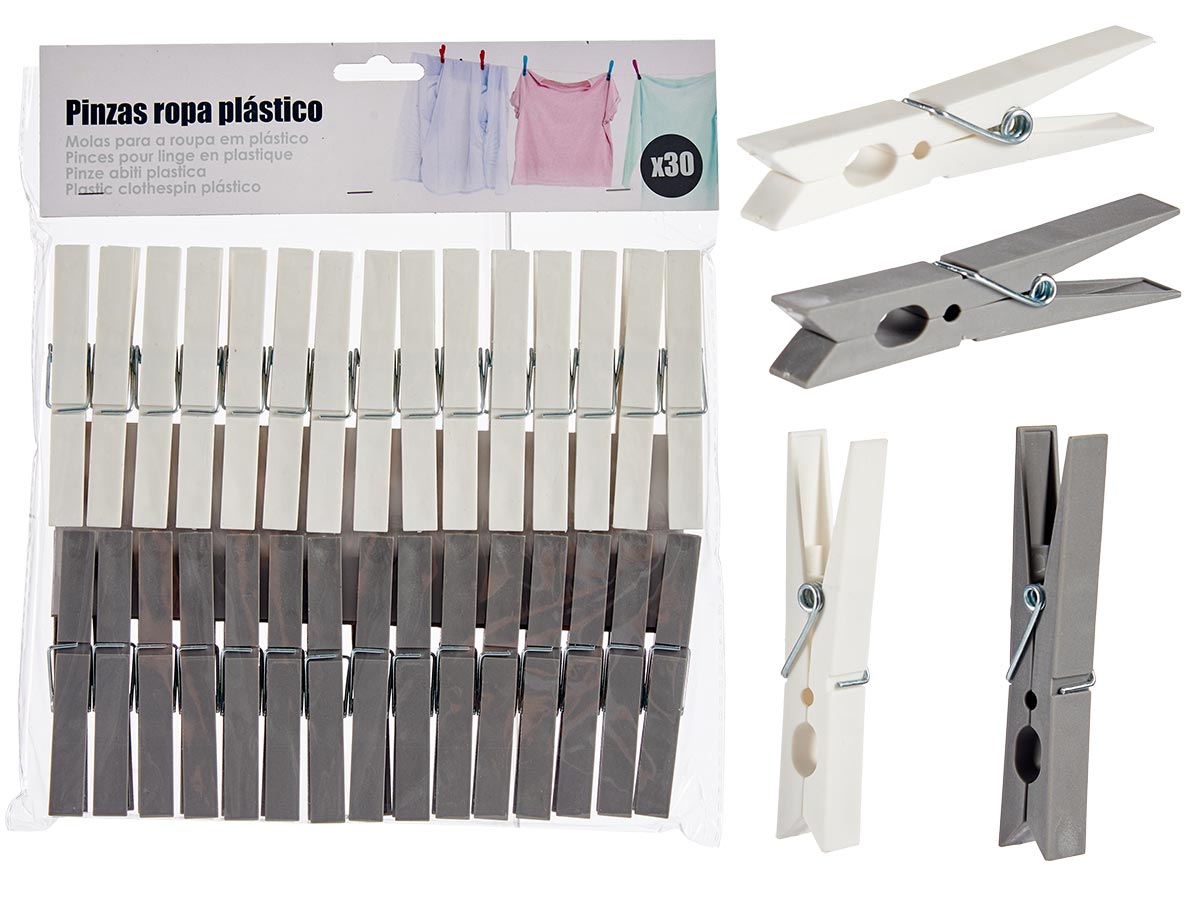 Set 30 Plastic Pegs Mix 2 Colors