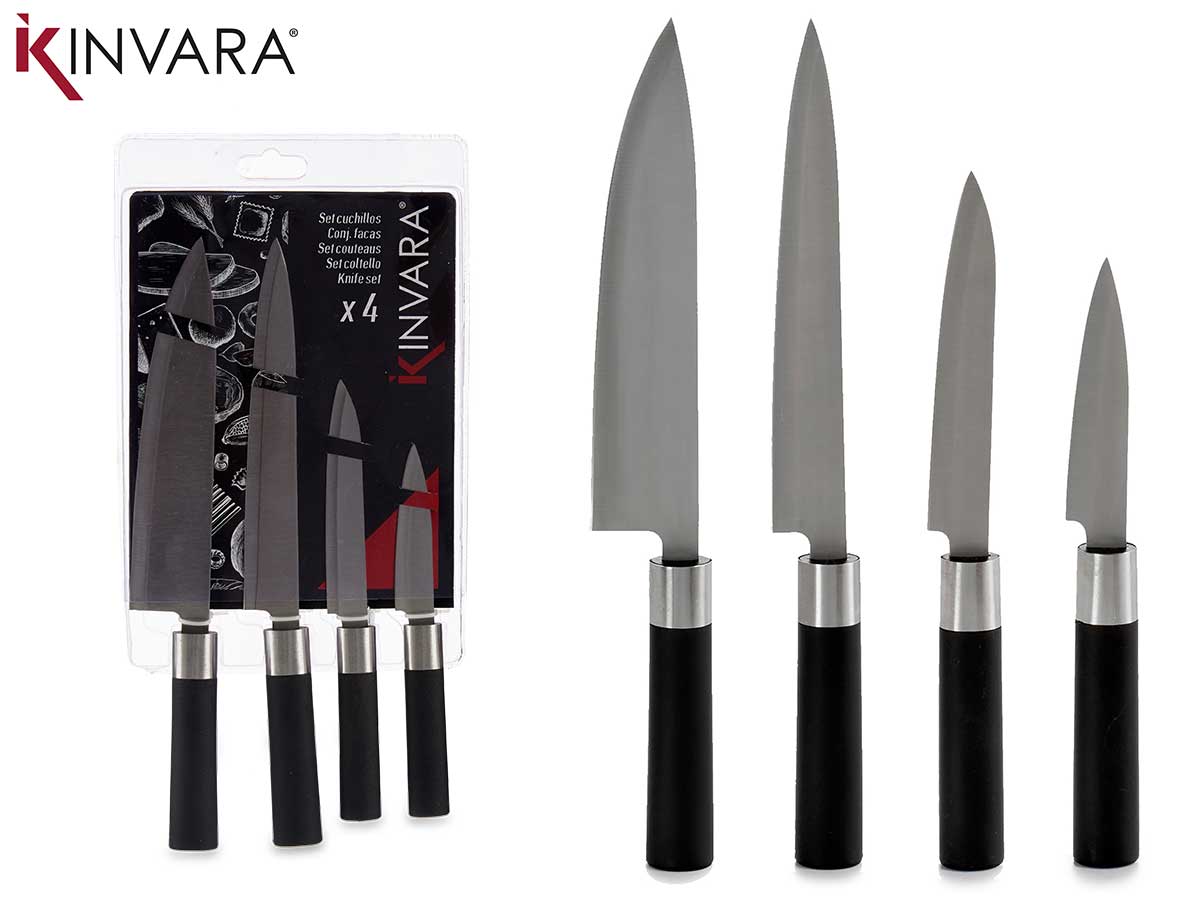 Set 4 Knife Black Grip