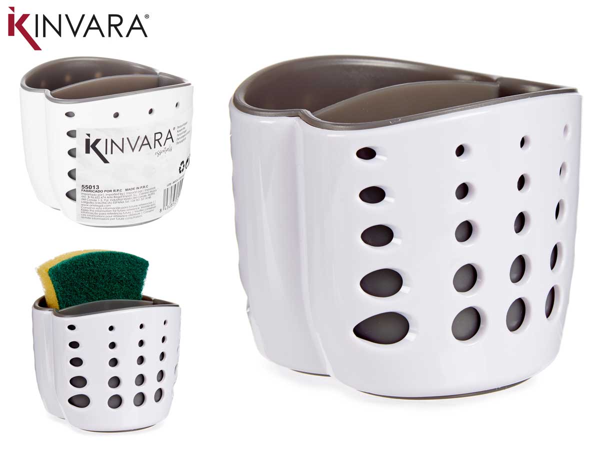 Plastic Sponge Holder Double White Grey