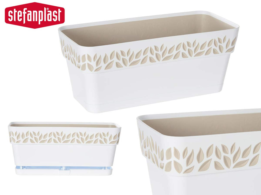 White Cloe Plastic Flower Box 30 cm