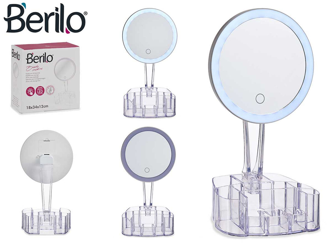 Magnifying Mirror With Led &amp; Storage Set