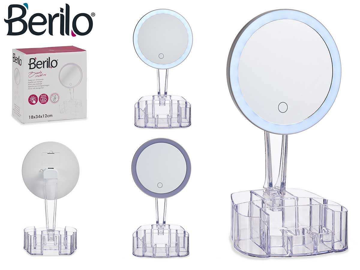 Magnifying Mirror With Led &amp; Storage Set