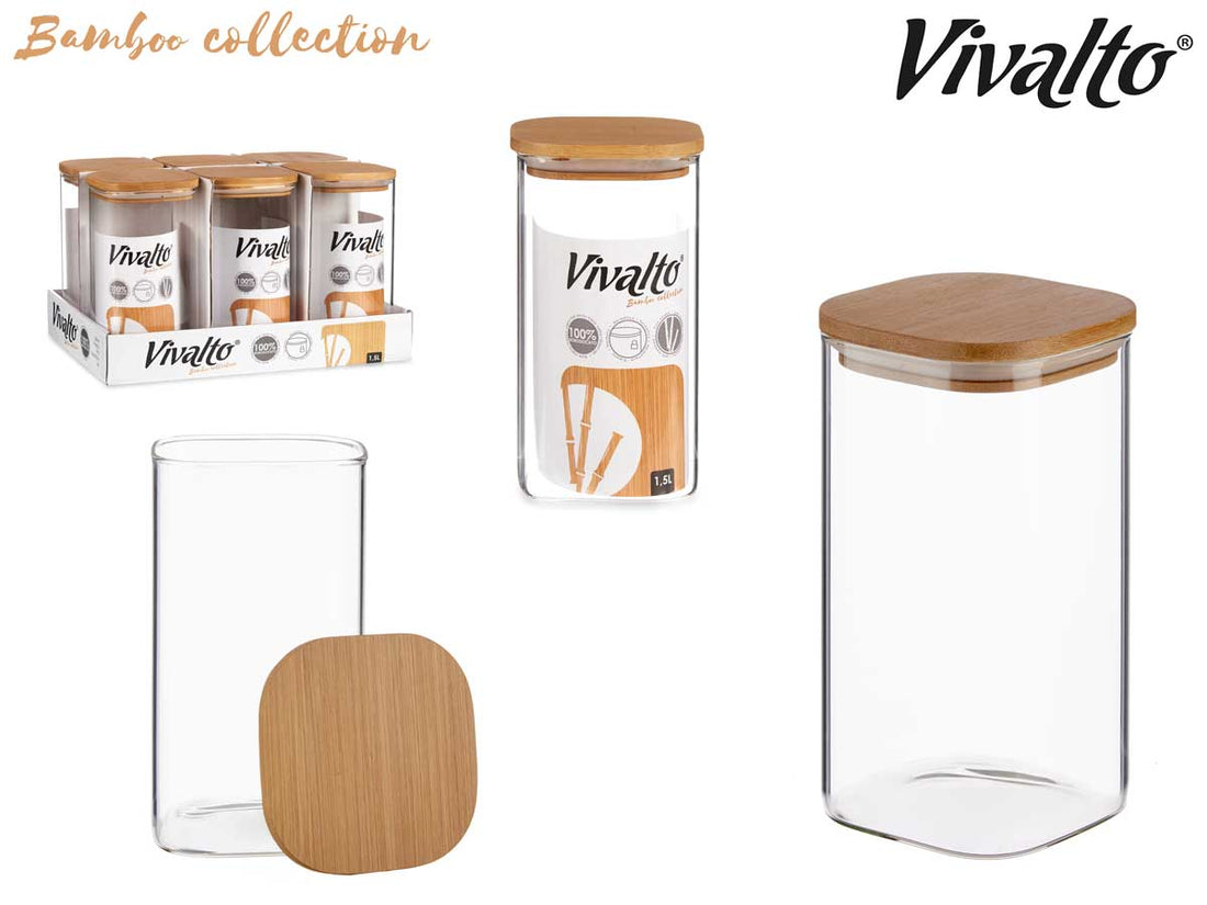 Glass Kitchen Borosyl Pot With Bamboo Lid 1500 ml