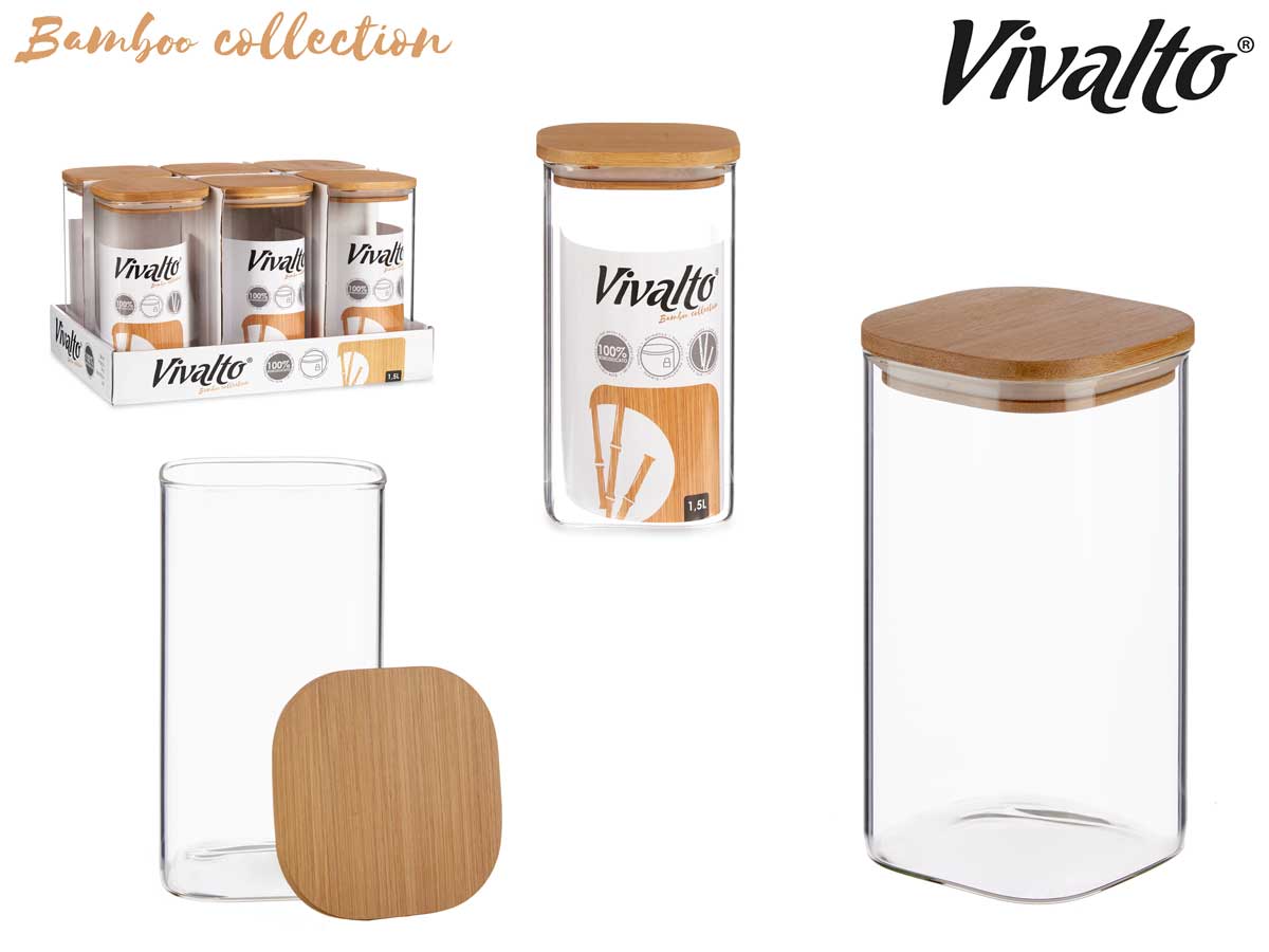 Glass Kitchen Borosyl Pot With Bamboo Lid 1500 ml