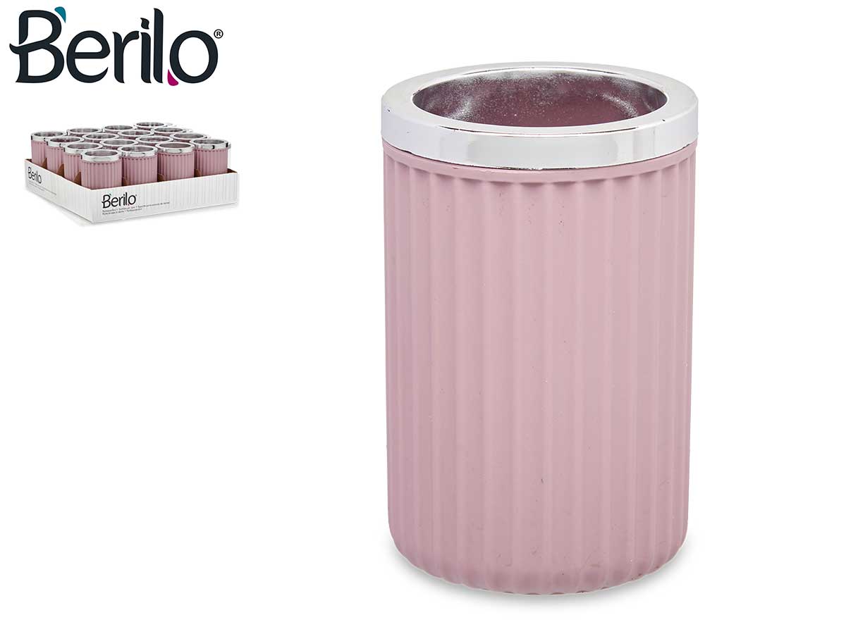 Soporte de cepillo de dientes de plástico rosa