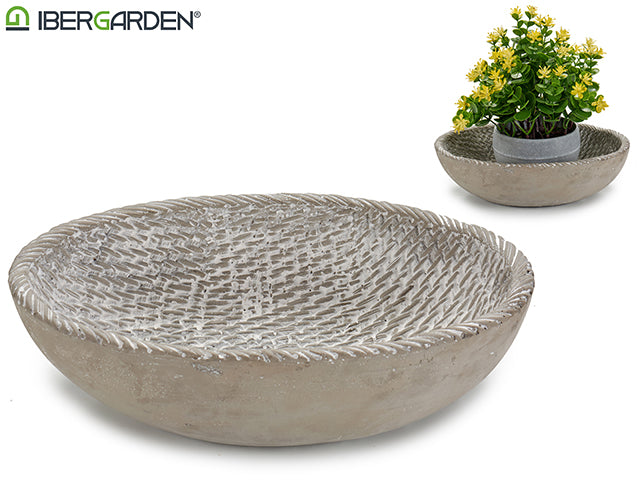 Circle Cement Plate Thin Rattan Relieff