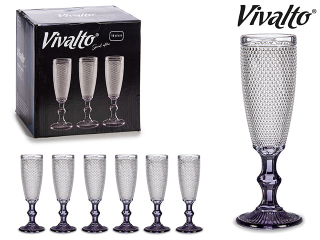 Champagne Foot Anthracita Points Glass 185 ml