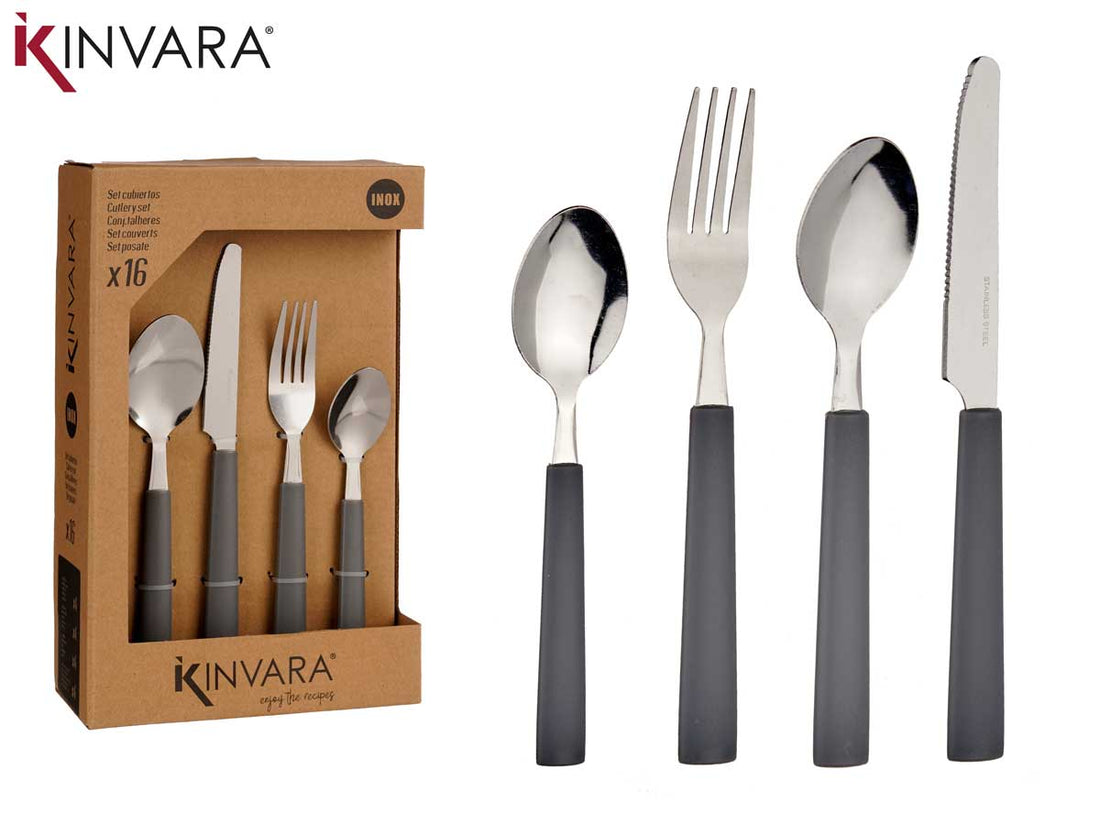 Set 16 Dark Grey Cutlery