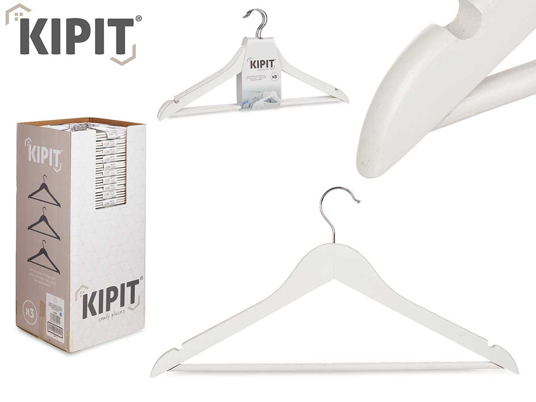Set 3 White Wooden Hangers