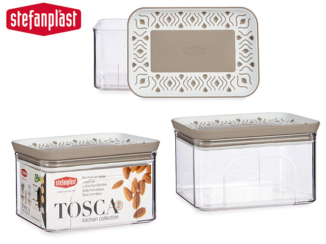 Beige Hermetic Rectangular Plastic Box Tosca 700Ml