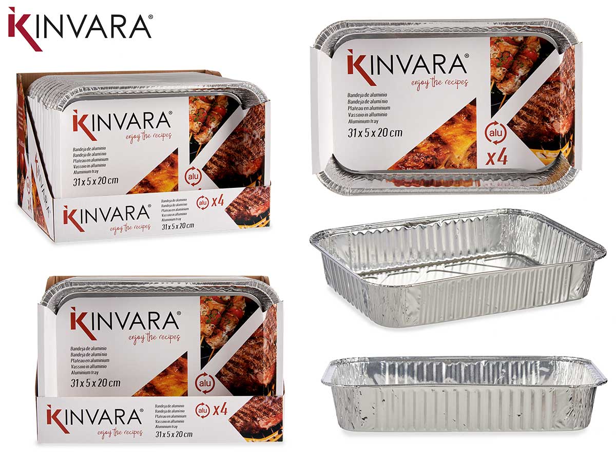 Set Of 4 Rectangular Aluminiun Trays Medium
