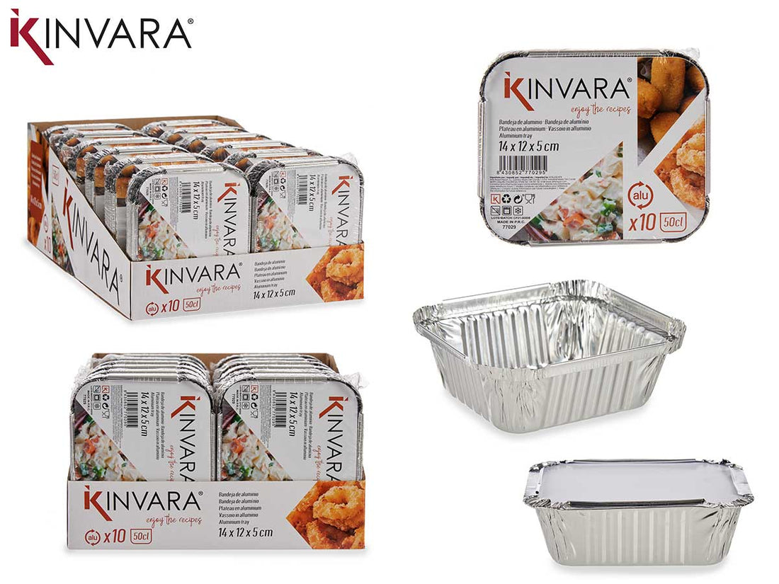 Set Of 10 Small Deep Alumini Trays W/Cover