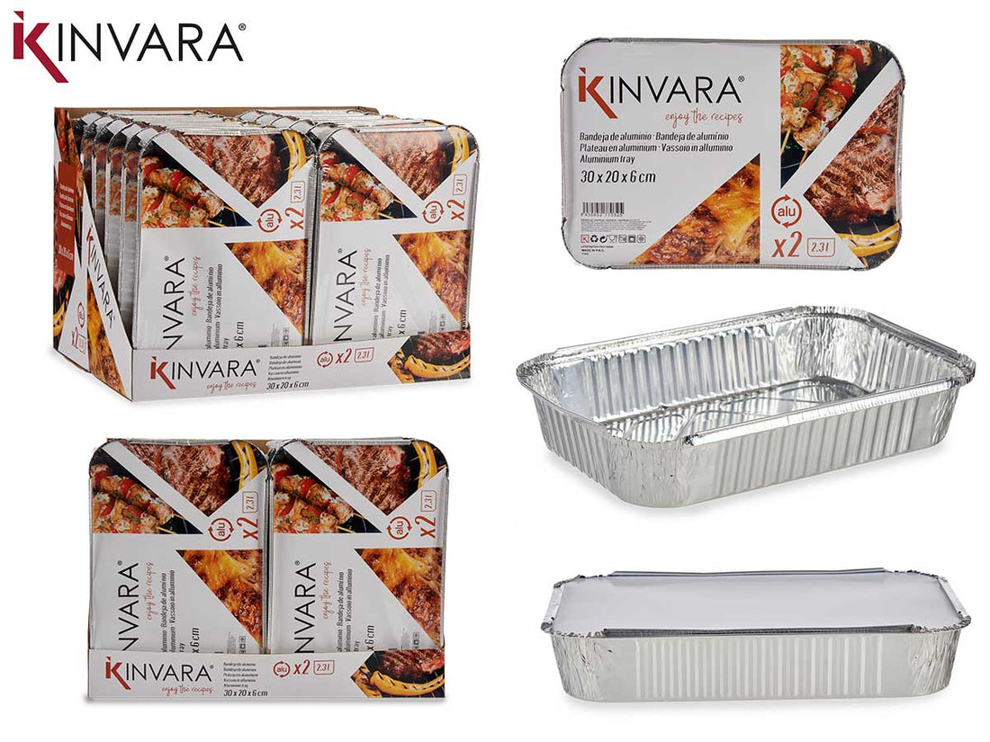 Set Of 2 Deep Aluminiun Trays W/Cover