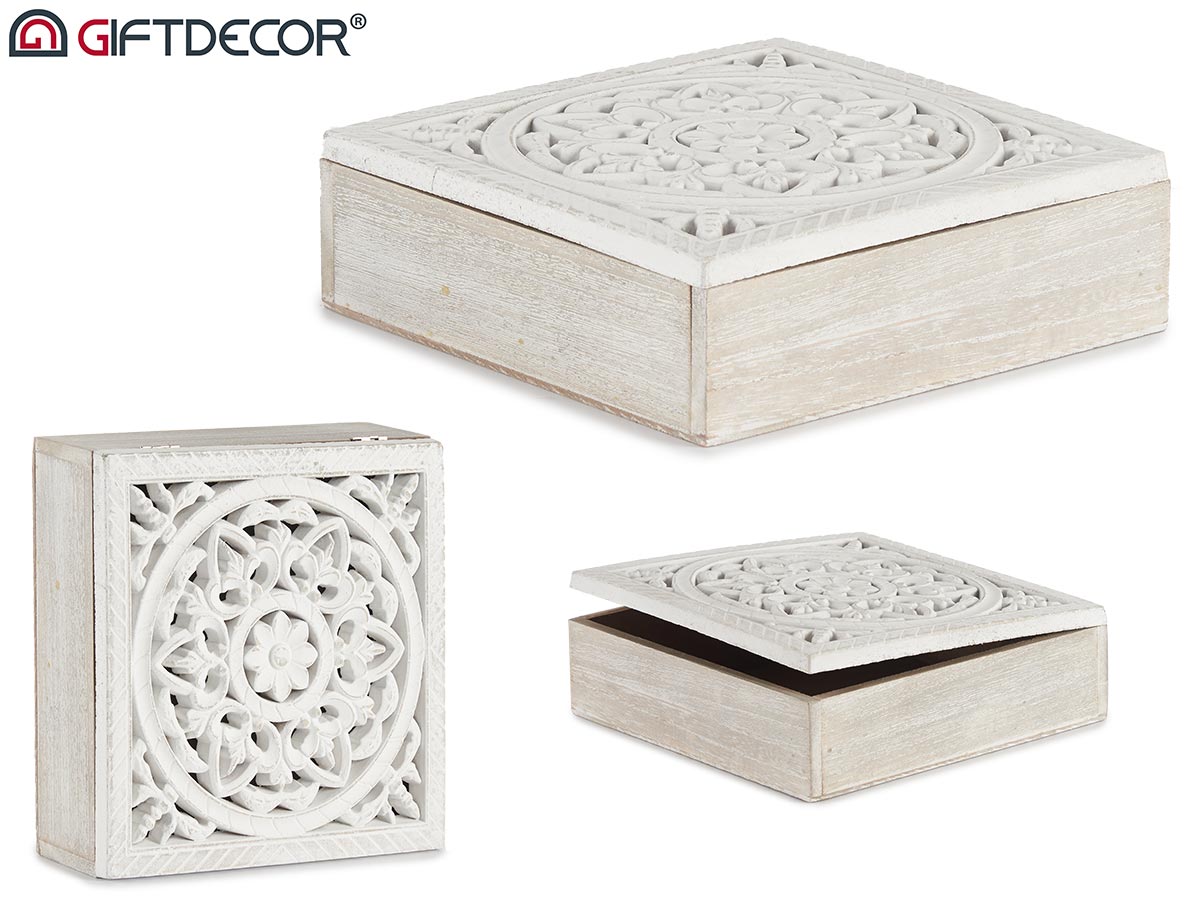 Square White Wooden Box