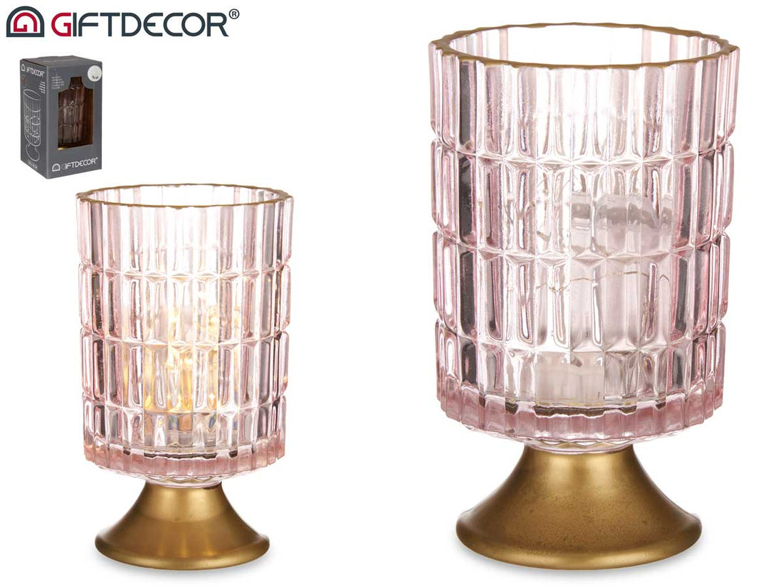 Lantern Led Metal Foot Pink