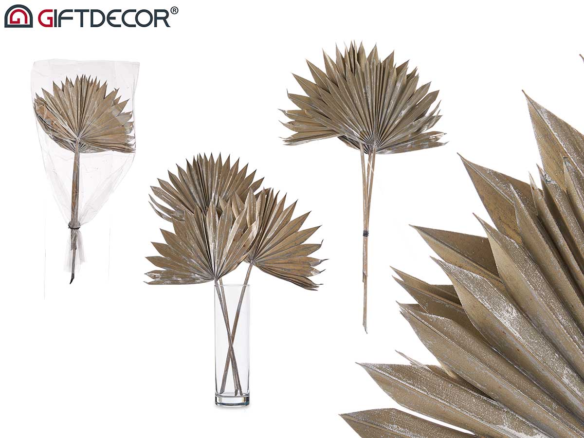 3Pcs Silver Palm Leaf