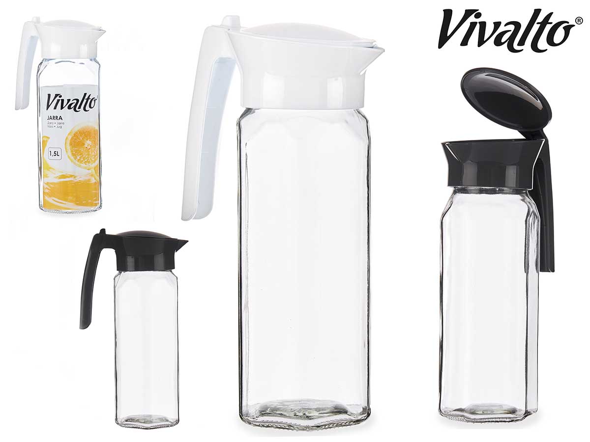 Set 2 White Grey Glass Bottle 1,5L