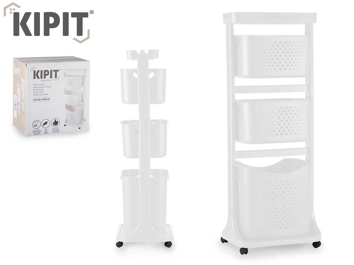 White Plastic Clothes Organizer 3 Heights Wheels