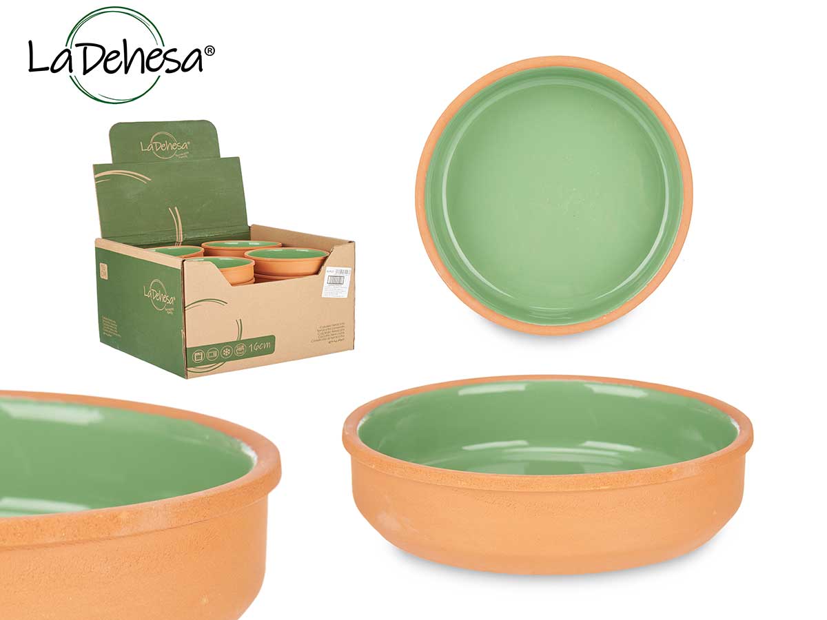 Earthenware Round Casserole 12 cm Green