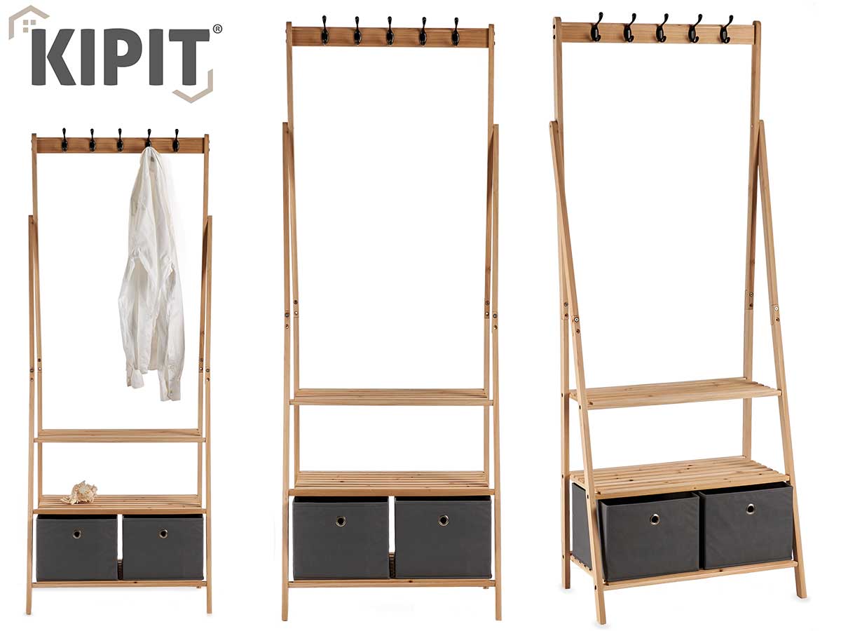 Grey High Coat Stand With 2 Drawers