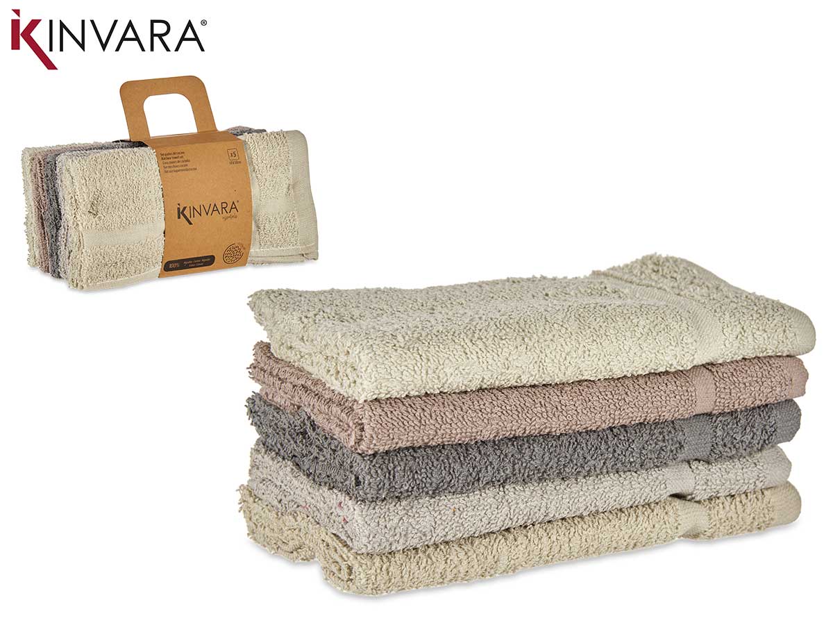 Set 5Pcs Grey Kitchen Towel
