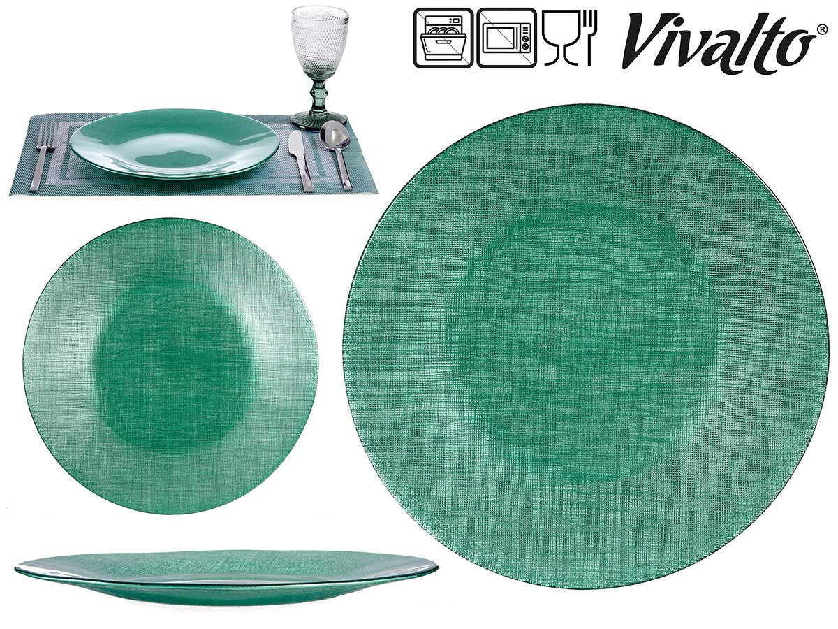 Plato de Cristal Verde Menta 27 cm