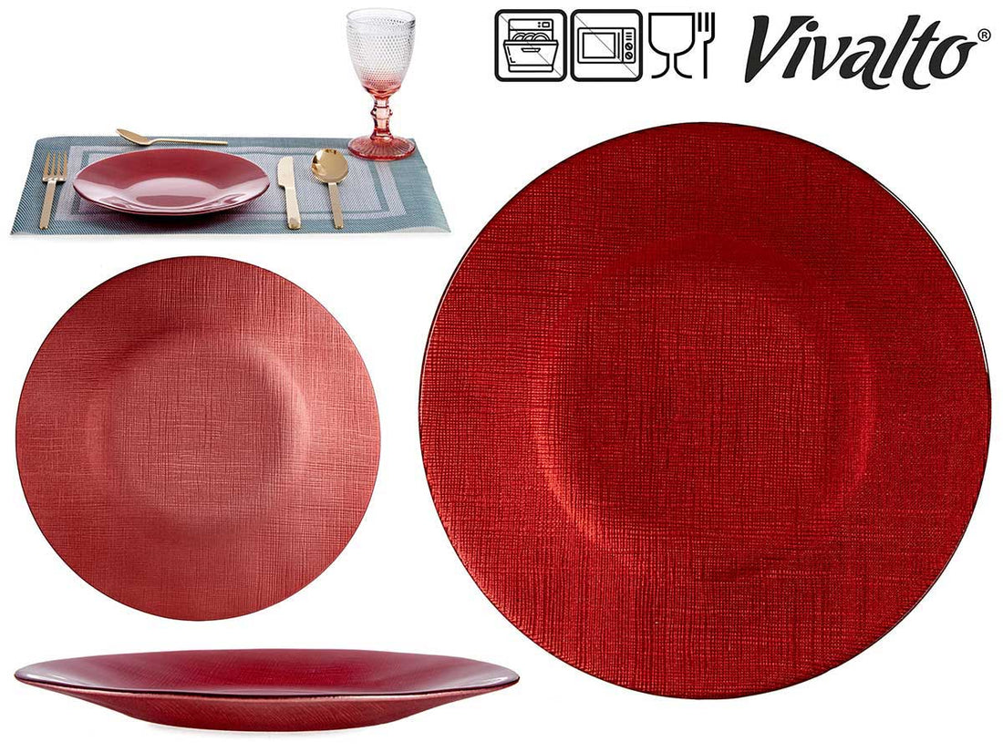 Red Glass Plate 21 cm