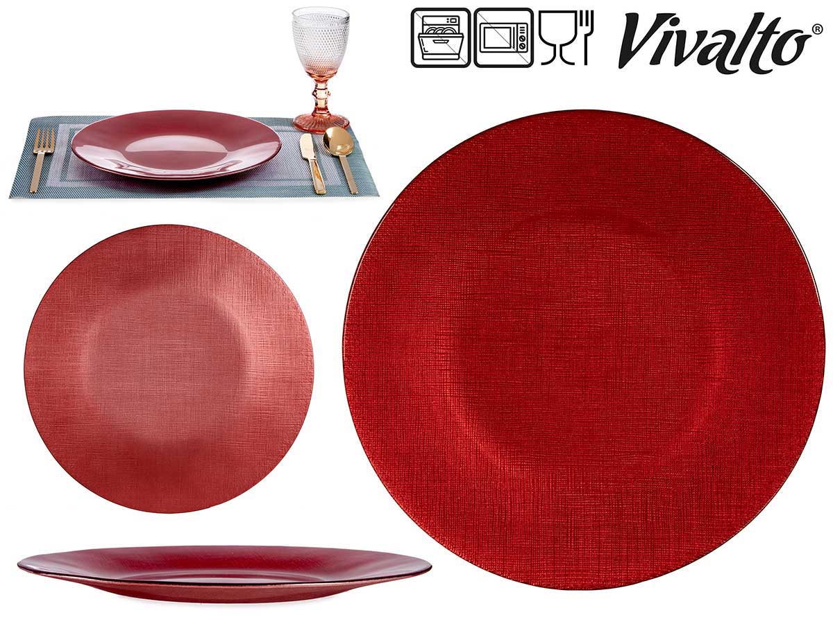 Red Glass Plate 27 cm
