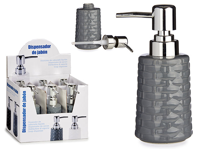 Grey Relief Ceramic Soap Dispenser 150 ml