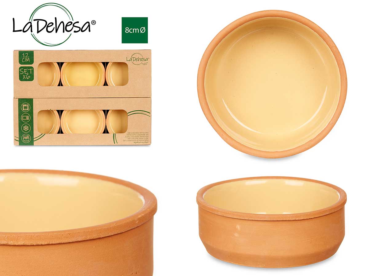 Set 6 12cm Yellow Clay Casseroles