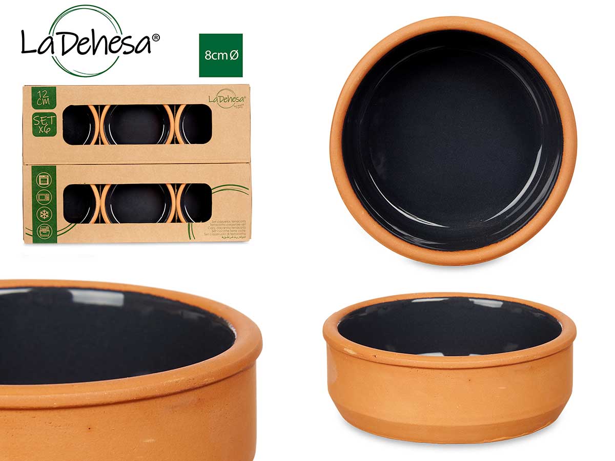 Set 6 Cazuelas Barro Negro 12cm