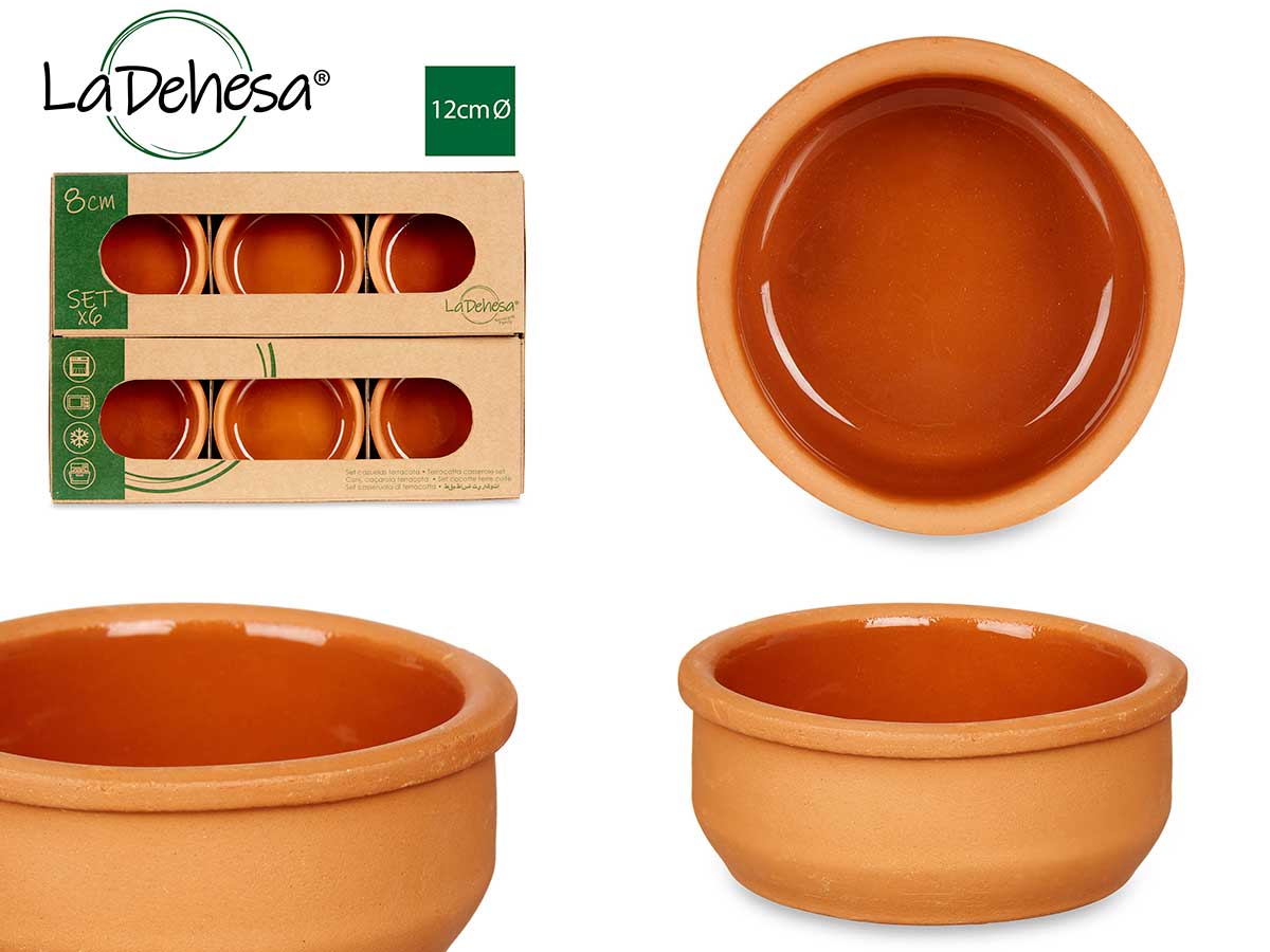 Conjunto de 6 caçarolas de argila marrom de 8 cm