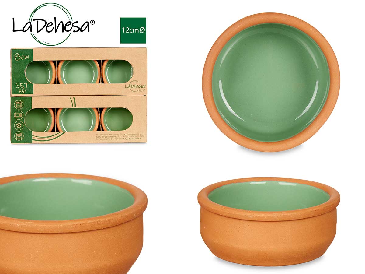 Set 6 Cacerolas de Barro Verde 8cm