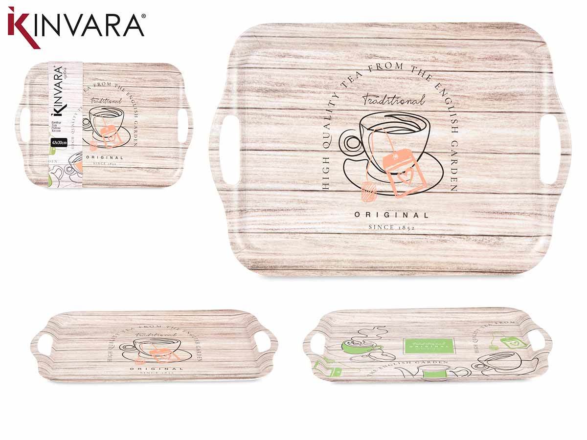 42X30Cm Wood Effect Melamine Tray Assort 2