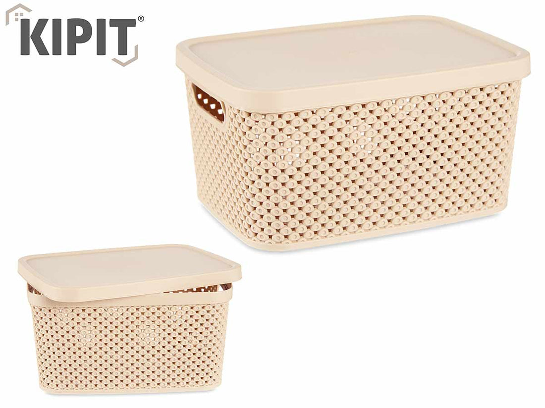 Plastic Organiser Box W Lid Beige 3,5L